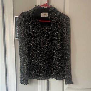 Ba&sh Black Blouse with Gold Pattern